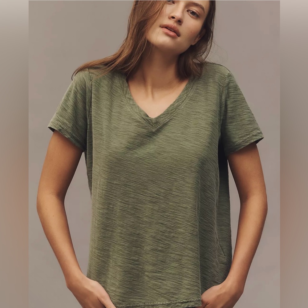 Anthropologie Pilcro Bennie Slub Tee Shirt - Island Fossil - Large